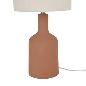 Nourison 22" Orange Terracotta Ceramic Table Lamp for Modern, Transitional, Bedside Table, Living Room, Dining, Entryway