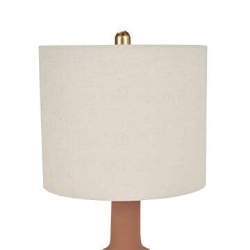 Nourison 22" Orange Terracotta Ceramic Table Lamp for Modern, Transitional, Bedside Table, Living Room, Dining, Entryway