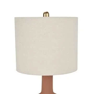 Nourison 22" Orange Terracotta Ceramic Table Lamp for Modern, Transitional, Bedside Table, Living Room, Dining, Entryway
