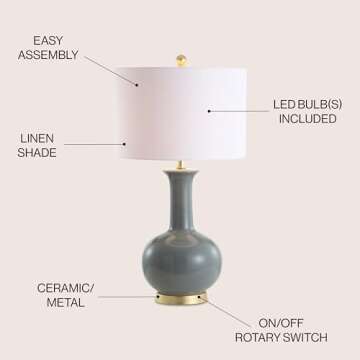JONATHAN Y JYL6208B Brussels 27" Ceramic/Metal LED Table Lamp Contemporary Transitional Bedside Desk...