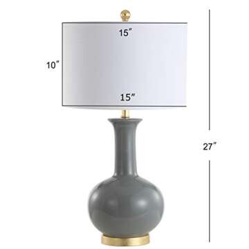 JONATHAN Y JYL6208B Brussels 27" Ceramic/Metal LED Table Lamp Contemporary Transitional Bedside Desk Nightstand Lamp for Bedroom Living Room Office College Bookcase LED Bulb Included, Gray