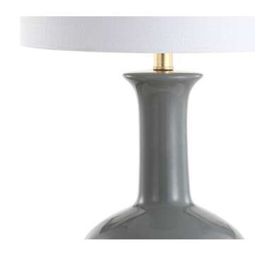 JONATHAN Y JYL6208B Brussels 27" Ceramic/Metal LED Table Lamp Contemporary Transitional Bedside Desk Nightstand Lamp for Bedroom Living Room Office College Bookcase LED Bulb Included, Gray