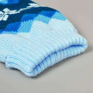 Beirui Cute Dog Christmas Sweaters for Small Dogs Cats, Soft Puppy Clothes Xmas Pullover, Winter Warm Dog Turtleneck Sweater for Puppies, Blue Chest 14-18’’