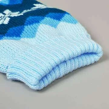 Beirui Cute Dog Christmas Sweaters for Small Dogs Cats, Soft Puppy Clothes Xmas Pullover, Winter Warm Dog Turtleneck Sweater for Puppies, Blue Chest 14-18’’