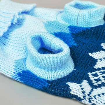 Beirui Cute Dog Christmas Sweaters for Small Dogs Cats, Soft Puppy Clothes Xmas Pullover, Winter Warm Dog Turtleneck Sweater for Puppies, Blue Chest 14-18’’