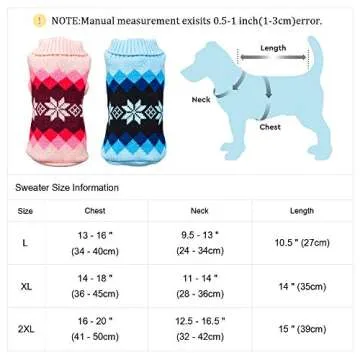 Beirui Cute Dog Christmas Sweaters for Small Dogs Cats, Soft Puppy Clothes Xmas Pullover, Winter Warm Dog Turtleneck Sweater for Puppies, Blue Chest 14-18’’