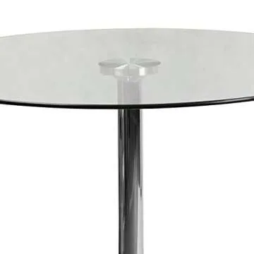 Flash Furniture Hills 39.25'' Round Glass Dining Table with 29''H Chrome Base, Decorative Narrow Round Tempered Glass Cocktail Table, Clear/Silver