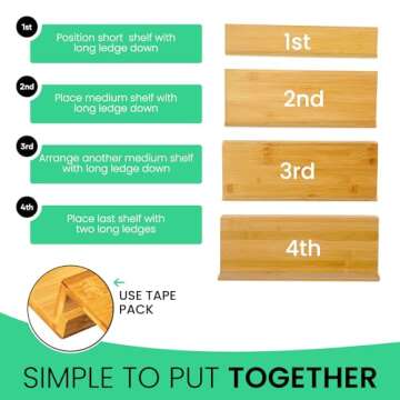 Green Stand Market - Bamboo Spice Rack - 13" W x 4" D x 3.5" H - 3-Tier - Holds 20-30 Jars - Customizable - Brown - Kitchen Spice Organizer