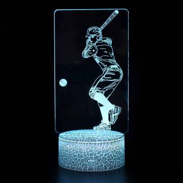 3D Baseball Night Light Set with Remote Control