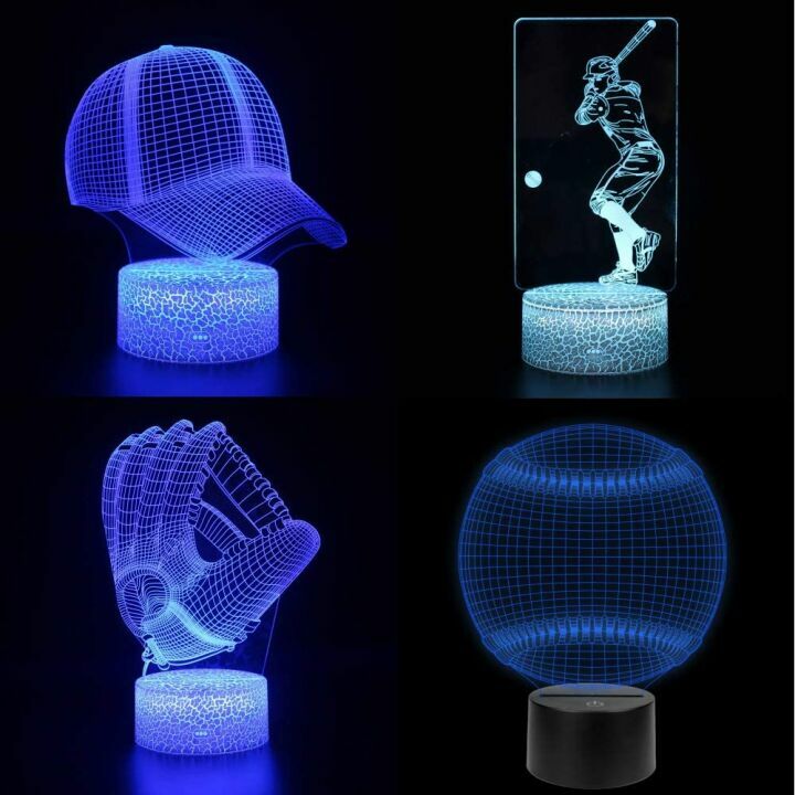 3D Baseball Night Light Set with Remote Control