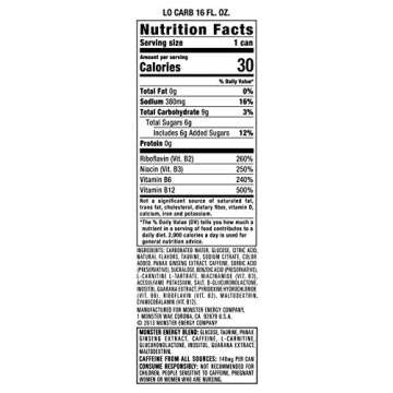 Lo-Carb Monster Energy, Energy Drink, 16 Ounce (Pack of 24)