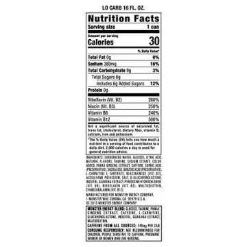 Lo-Carb Monster Energy, Energy Drink, 16 Ounce (Pack of 24)