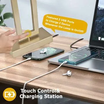 Stylish Touch Control Table Lamps with USB Ports
