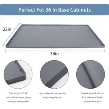 EilIGORSail Under Sink Mat 34" x 22" Flexible Silicone Under Kitchen Sink Mat for Waterproof - Under...