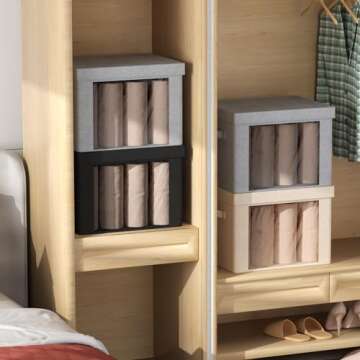 Clothes Storage Bins with Foldable Metal Frame - 36L Large Capacity Stackable Linen Fabric Organizer Set,Carrying Handles,Clear Window,for Bedding,Blankets,sweater