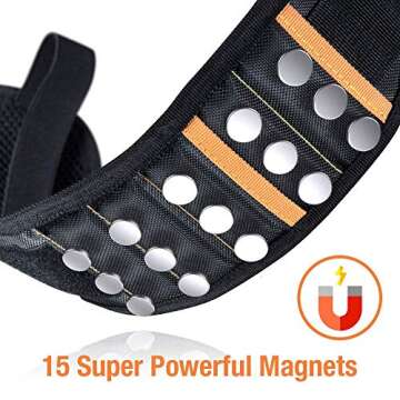 Magnetic Wristband with Strong Magnets for Holding Screws, Nails, Drill Bits - Best Unique Christmas Gift for Men, DIY Handyman, Father/Dad, Husband, Boyfriend, Him, Women (Black)