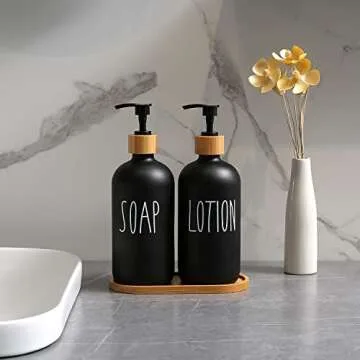 MOMEEMO Black Soap and Lotion Dispenser Set