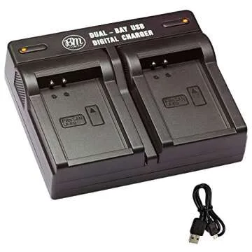 BM Premium LP-E12 Dual Battery Charger for Canon EOS-M, EOS M2, EOS M10, EOS M50, EOS M50 II, EOS M100, EOS M200, SX70 HS, Rebel SL1 Cameras