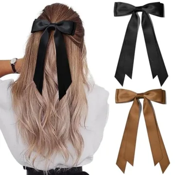 Exquisite 2PCS Silky Satin Hair Bows for Women & Girls - Stylish Ponytail Accessories