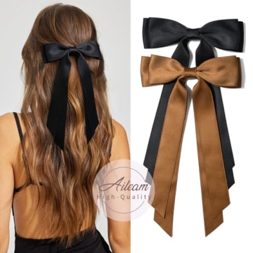 Silky Satin Hair Bows for Women Girls Stylish Ponytail Accessories