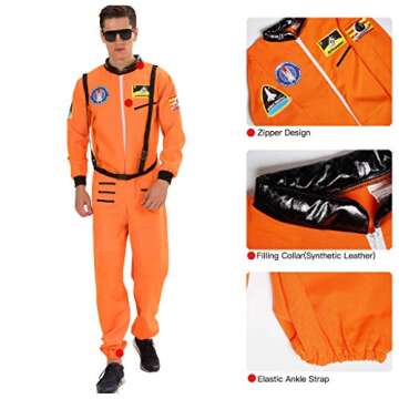 EraSpooky Astronaut Costume Men Halloween Spaceman Suit Adults Pilot