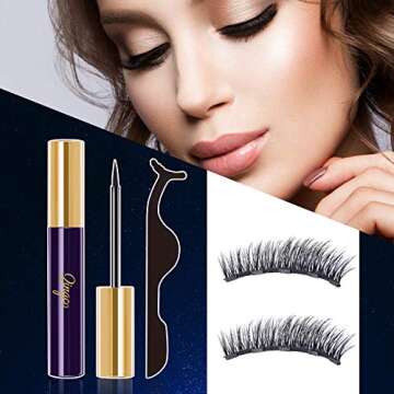 Natural Magnetic Eyelashes with Eyeliner,3 Pairs Natural Look False Lashes Kit,3D Short Eyelash Set with Reusable Waterproof Magnetic Liner Kit