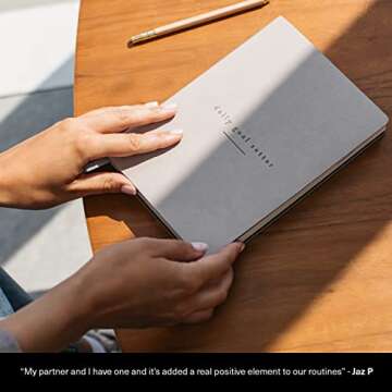 Mal Paper Daily Goal Setter Planner - Grey, 6 Month 274 Page Undated Pad | Soft Cover Productivity D...