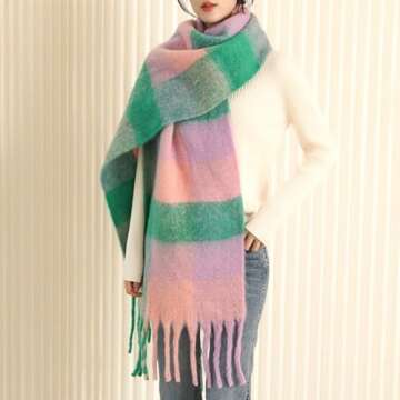 Chic Chunky Winter Scarf for Women - Cozy Plaid Design
