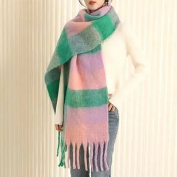 Chic Chunky Winter Scarf for Women - Cozy Plaid Design