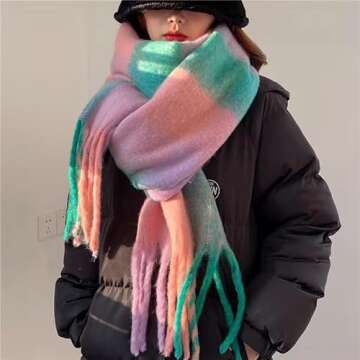 Chic Chunky Winter Scarf for Women - Cozy Plaid Design