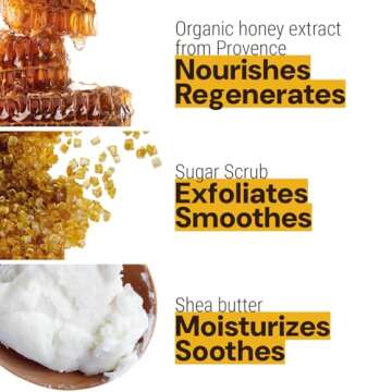 Panier des Sens Honey Sugar Body Scrub with Shea Butter - Exfoliating Body scrub for Men & Women - Made in France & 99% natural - 300g