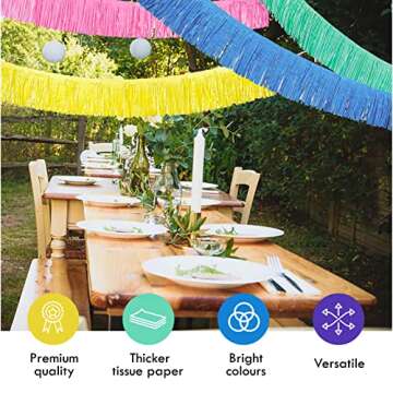 Tissue Paper Fringe Tassel Party Garland - Perfect Backdrop for All Events & Occasions (6-Count, Pastel Mix)
