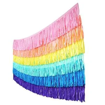Tissue Paper Fringe Tassel Party Garland - Perfect Backdrop for All Events & Occasions (6-Count, Pastel Mix)