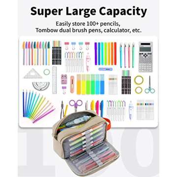 Sooez Big Capacity Pencil Case - Stylish & Functional Organizer for All Ages