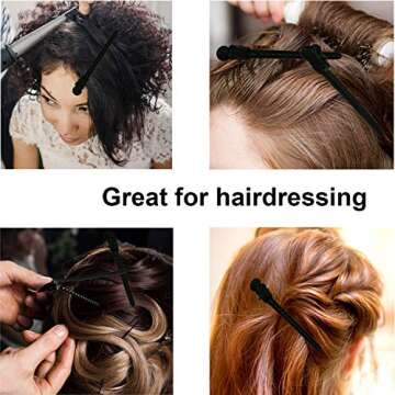 12Pcs Dividing Duck Bill Clips, Clamp Hair Styling Clips Hairpin Metal Hairdressing Sectioning For Salon Styling Tools (Black)