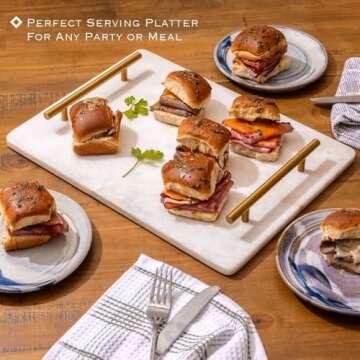 Marble Cutting Board - Stone Cutting board With Handle - Marble Cutting Board 12x16 - White Marble C...