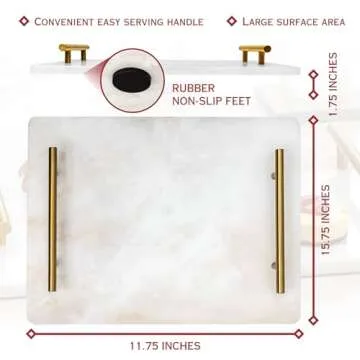 Marble Cutting Board - Stone Cutting board With Handle - Marble Cutting Board 12x16 - White Marble Cutting Board- for Charcuterie, Cheese, Dough,Desserts - Marble Cutting board for kitchen (Large)