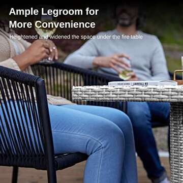 EAST OAK 44'' Propane Fire Pit Table, 60,000 BTU Gas Fire Table w/Aluminum Frame, H Type Burner and Tempered Glass Tabletop, CSA Listed Outdoor Patio Firepit with Wind Guard, Fire Glass and Lid, Grey