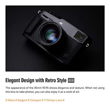 TTArtisan 35mm F0.95 Large Aperture Manual Lens, Compatible with Fuji X-Mount Cameras XS10 X-A5 X-A7 X-M1 X-M2 X-E4 X-T1 X-T10 X-T2 X-T20 X-T3 X-T4 X-T100 X-T200 X-T30 X-Pro1 X-Pro2 X-Pro3 X-E1