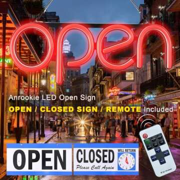 LED Open Sign,16x6 inch Open Sign for Business,With multiple flashing modes, Ideal for Restaurant, B...