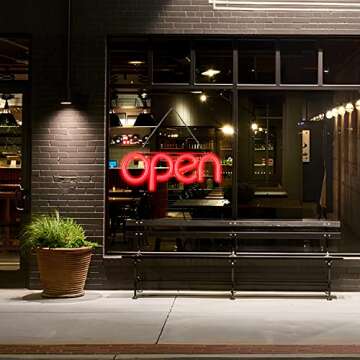Bright LED Open Sign with Remote for Business Visibility