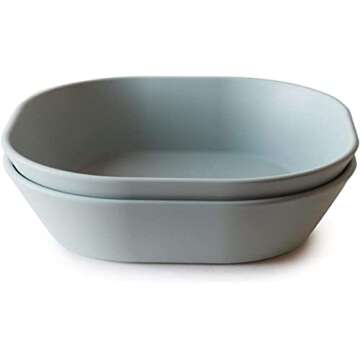 mushie Square Dinnerware Bowls for Kids | Made in Denmark, Set of 2 (Sage)
