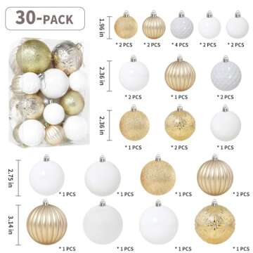 Annecy Christmas Tree Ornaments - 30 PCS Shatterproof Plastic Christmas Ball Ornaments Set for Xmas ...
