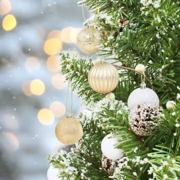 Annecy Christmas Tree Ornaments - 30 PCS Shatterproof Plastic Christmas Ball Ornaments Set for Xmas Tree, Holiday, Wreath & Party Decorations (Multi-Size, Gold, White)
