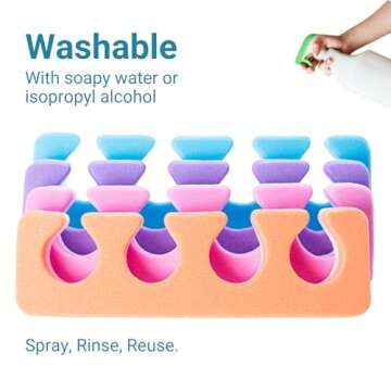 Toe Separators - Soft Two Tone Toe Spacers - Great Toe Cushions - Apply Nail Polish During Pedicure & Other Uses - Iridesi - 12 Pack