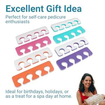 Toe Separators - Soft Two Tone Toe Spacers - Great Toe Cushions - Apply Nail Polish During Pedicure & Other Uses - Iridesi - 12 Pack