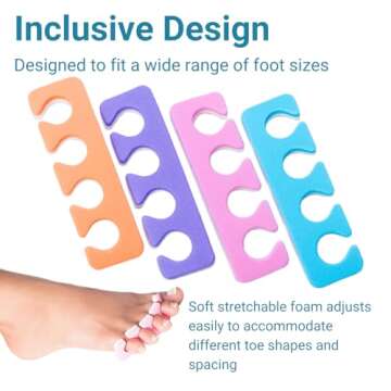 Toe Separators - Soft Two Tone Toe Spacers - Great Toe Cushions - Apply Nail Polish During Pedicure & Other Uses - Iridesi - 12 Pack