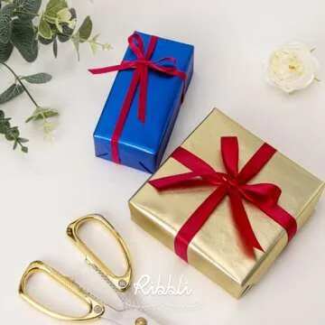 Ribbli Double Faced Red Satin Ribbon,1/4” x Continuous 25 Yards,Use for Bows Bouquet,Gift Wrapping,Floral Arrangement