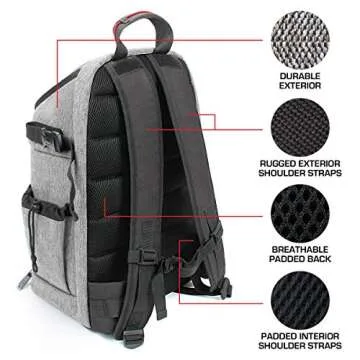 USA Gear DSLR Camera Backpack with Padded Dividers, Tripod Holder, Laptop Compartment, Rain Cover and Accessory Storage Compatible wIth Cameras from Nikon, Canon, Sony, Pentax and More
