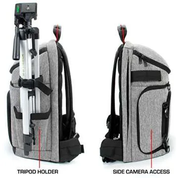 USA Gear DSLR Camera Backpack with Padded Dividers, Tripod Holder, Laptop Compartment, Rain Cover and Accessory Storage Compatible wIth Cameras from Nikon, Canon, Sony, Pentax and More